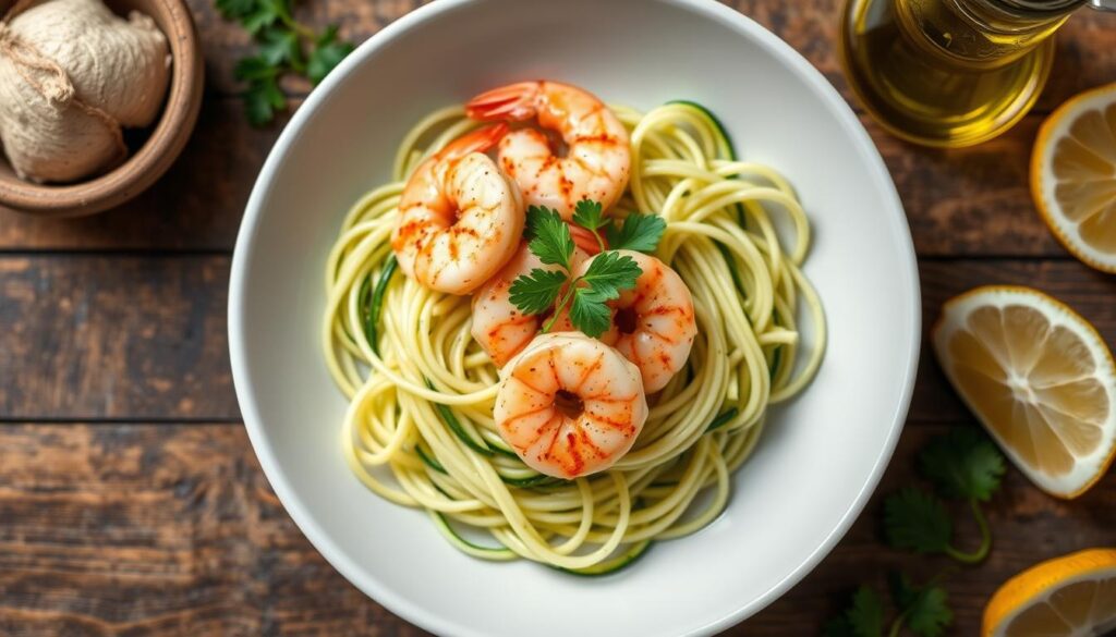 zucchini Noodles with Lemon Garlic Shrimp