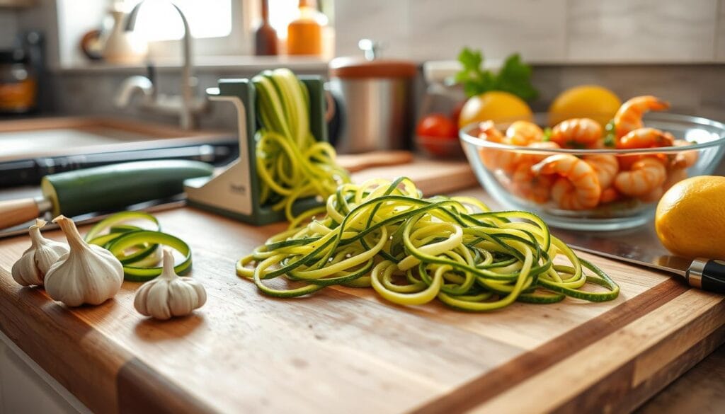 zucchini Noodles with Lemon Garlic Shrimp