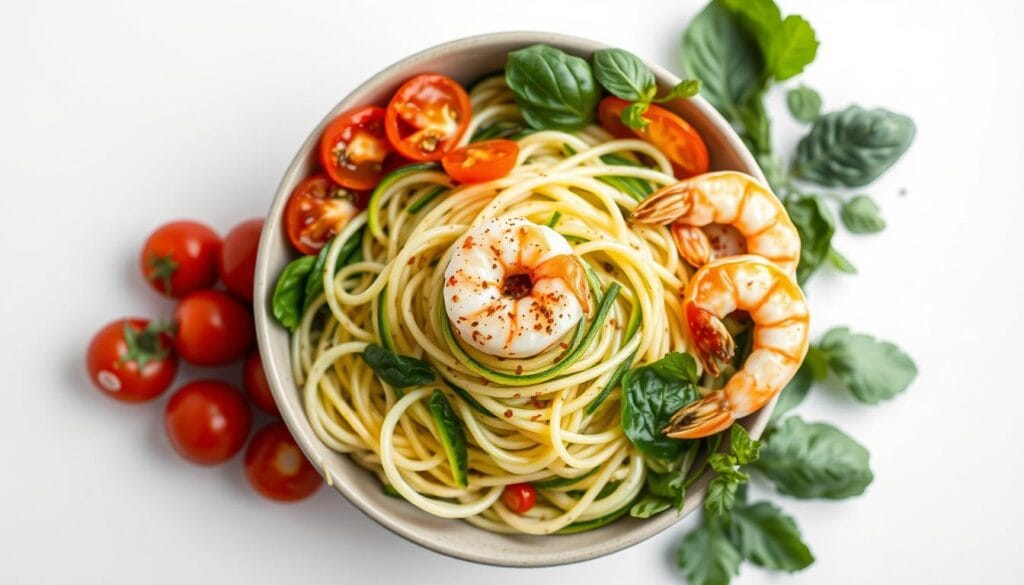 zucchini Noodles with Lemon Garlic Shrimp